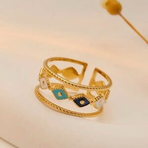 Gold boho adjustable ring